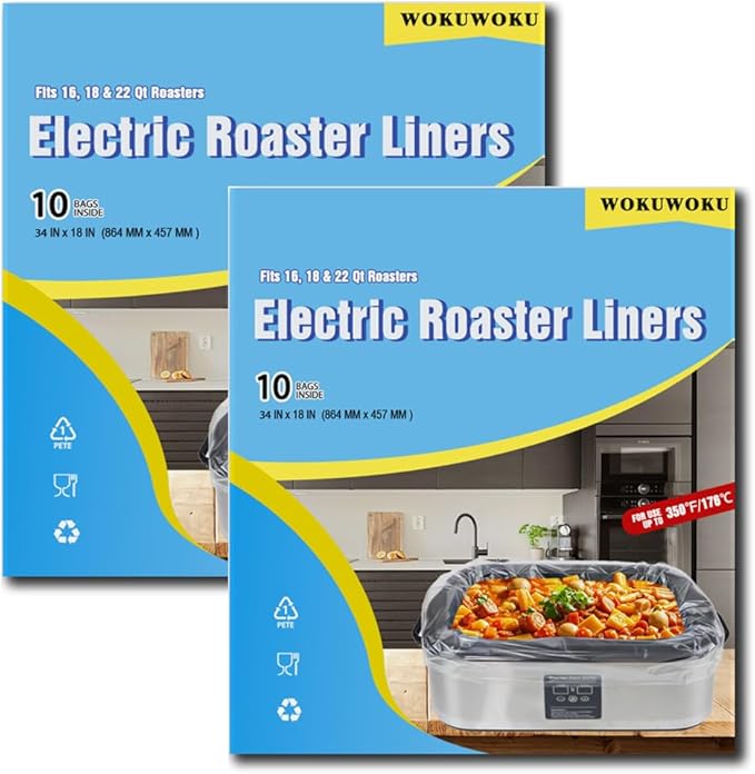 10 ×Electric Roaster Liners 34 x 18 Inch Disposable Roaster Liners Fits 16, 18, 22 Quarts Roasters, Roasting Oven Liners Cooking Bags for Immediate Cleanup (20)