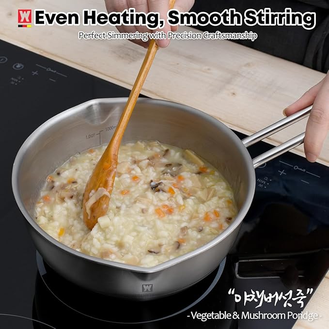 Stainless Steel Baby Wok 200mm / 7.87inches, 3-Ply Base with Aluminum Core, All Cooktops, Multipurpose Saucepan, Ramen Pot, On-the-go Cooking Pot for Outdoor or Camping