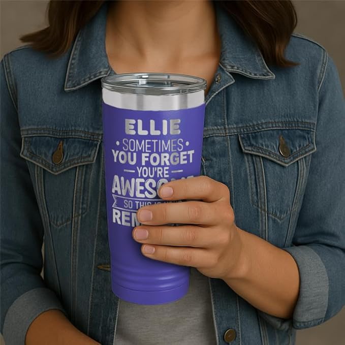 Personalized Inspirational Tumbler, Inspirational Gifts for Men Dad Father Wife Sister Women, Custom Birthday For Him Her, Customized You?셱e Awesome Tumbler, Teacher Coworker Gifts 20oz Purple