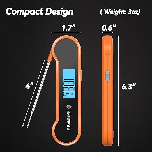 0.5 Sec Instant Read Meat Thermometer Digital with 짹0.5??Precision, Food Thermometer for Cooking Kitchen Gadgets, Oven Grill Candy BBQ Essentials Accessories, Gifts for Him Dad Men Birthday, Orange