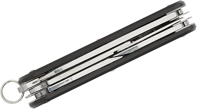 Fox Knives Vulpis FX-VP130-F4 Slipjoint Folding Knife 4-in-1 Multitool 2.17in Blade, Bottle Opener, Can Opener, Flat Head Screwdriver, Scissors - Compact Versatile Minimalist Pocket Knife (Black)