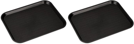 Carlisle FoodService Products Cafe Plastic Fast Food Tray, 14" x 18", Black (Pack of 2)