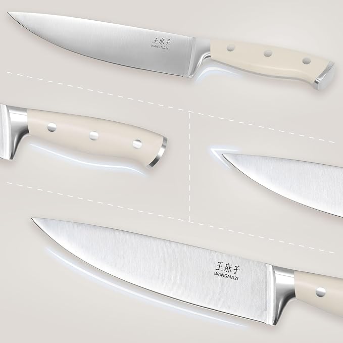 Premium Knife Set,High Carbon Stainless Steel Forged,Sharp Knives Set for Kitchen,Triple-rivet Ergonomic Handle,Hundreds of Years of Masterful Craftsmanship(Ivory,15PCS)