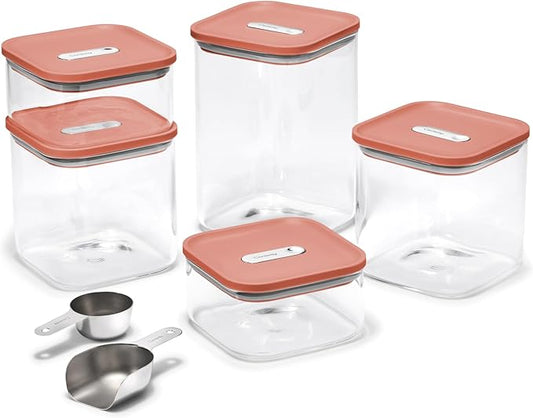 Caraway 13-Piece Glass Airtight Food Storage Containers with Lids ??Non-Toxic, BPA-Free Kitchen Storage Containers ??Stackable, Space-Saving Airtight Containers for Dry Goods and More - Perracotta