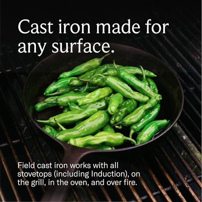 Field Company 8.38-Inch Cast Iron Skillet – Pre-Seasoned Frying Pan for Searing, Baking & Everyday Cooking, Lighter & Easy to Handle, Smooth, Made in USA (No.6, 1–2 Servings)