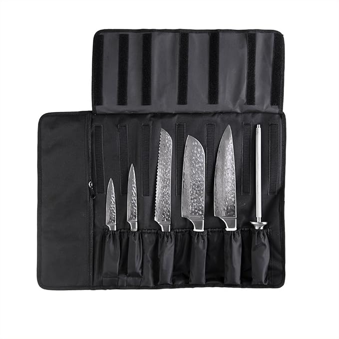 BGT 7 & 8 Inches Japanese 67 Layer High Grade VG-10 Super Damascus Steel Knives, Sharp Professional Hammered Kitchen Knife with Teak Handle (Silver Blade)