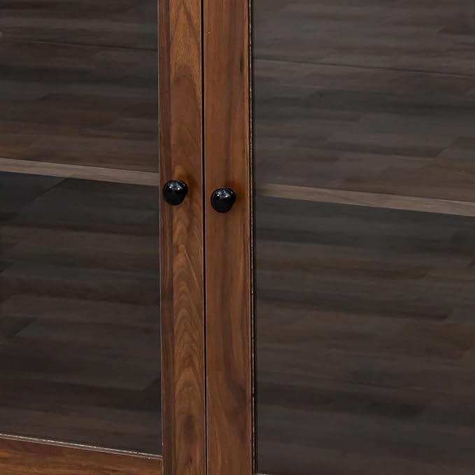 63" W Large Kitchen Hutch Cabinet, Freestanding Pantry Storage Cabinet with Hutch, 4 Doors 4 Drawers & Microwave Shelf, Buffet Sideboard Cupboard for Dining Room Kitchenette, Walnut
