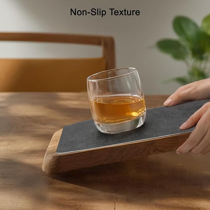 Myir JUN Reversible Vinyl Placemats Set of 4, Faux Leather Place Mats Dual Sided Waterproof Oilproof Wipeable, Heat-Resistant Table Mats for Kitchen Dining Indoor Outdoor (12" x 17", Light Gray Gray)