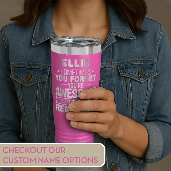 Spotted Dog Company Inspirational Tumbler, Inspirational Gifts for Men Dad Father Wife Sister Women, Birthday For Him Her, You?셱e Awesome Tumbler, Teacher Coworker Gifts 20oz Pink
