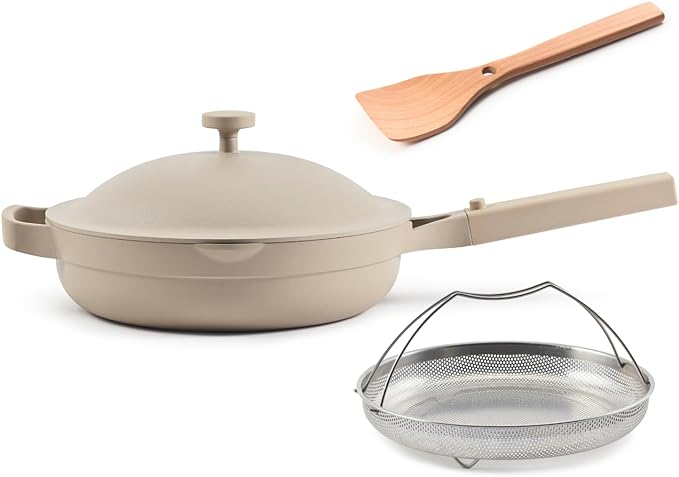 Our Place Always Pan 2.0 | 10.5" Ceramic Pan with Modular Lid, Steamer Basket & Spatula | Patented 10-in-1 Nonstick, Non-Toxic Cookware Made Without PFAS | Induction & Oven-Safe up to 450째F | Steam