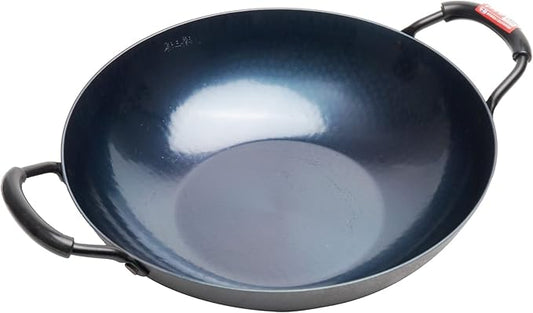 ?삡툒??ZhenSanHuan HandHammered Iron Wok Flat Bottom Induction Suitable (32cm 2 handles)
