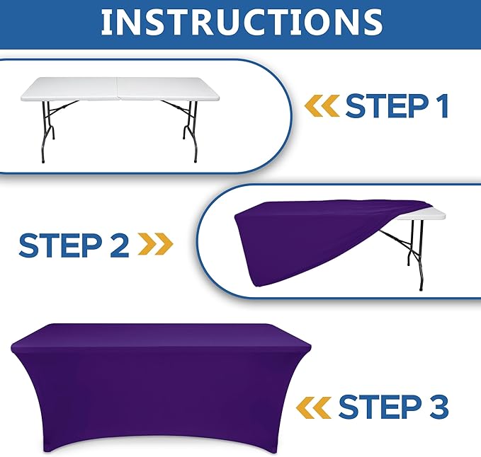Enjoyidea Fitted Stretch Table Cover for 6 ft Rectangle Tables-6 Pack Dark Purple Spandex Tablecloth-Elastic Folding Tablecloths for Party, Vendor Booth Display, Banquet Buffet Event, Craft Trade Show
