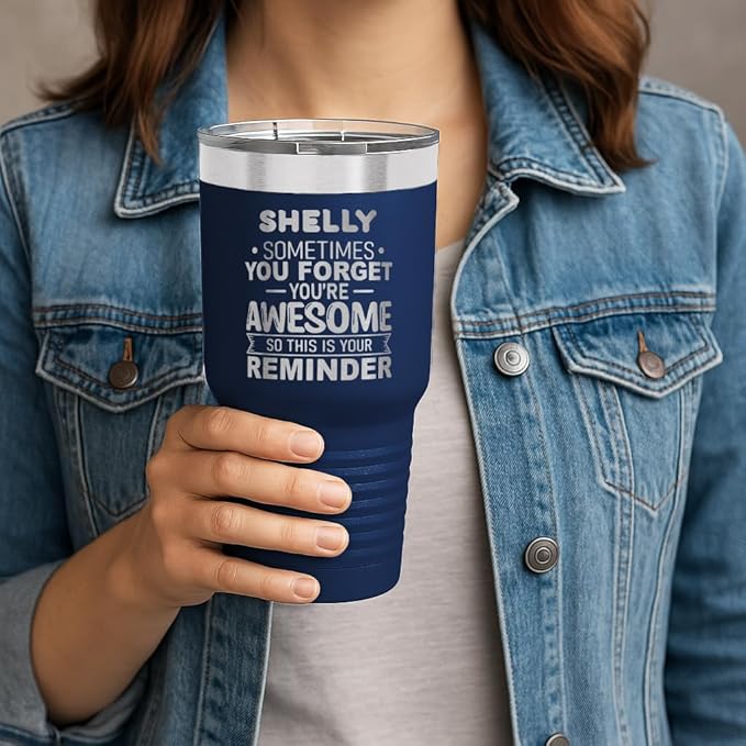 Personalized Inspirational Tumbler, Inspirational Gifts for Men Dad Father Wife Sister Women, Custom Birthday For Him Her, Customized You?셱e Awesome Tumbler, Teacher Coworker Gifts 30oz Navy Blue
