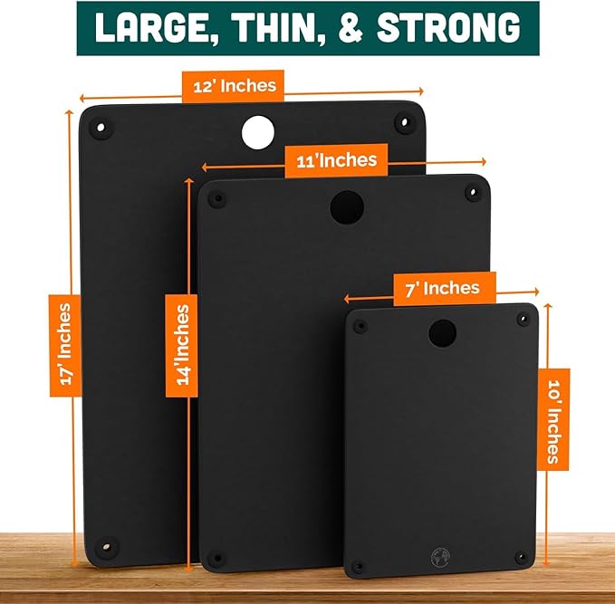 Earth?셲 Dreams Wood Cutting Board Set 3-Piece: Small, Large & Extra Large - Charcuterie Board, Non-Plastic, Non-Toxic, Heavy-Duty, Dishwasher Safe (Black)