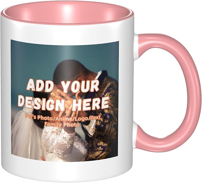 Customizable Mugs and Coffee Cups with Various Creative Designs Customize Your Photos Images Texts Partial or Full-Size Printing (Partial, Pink)