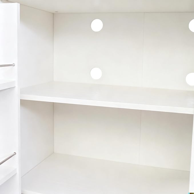 Tall Freestanding Pantry Cabinet for Kitchen, White Storage with Doors & Shelves, 31.5" Wide Organizer for Dining & Living Room