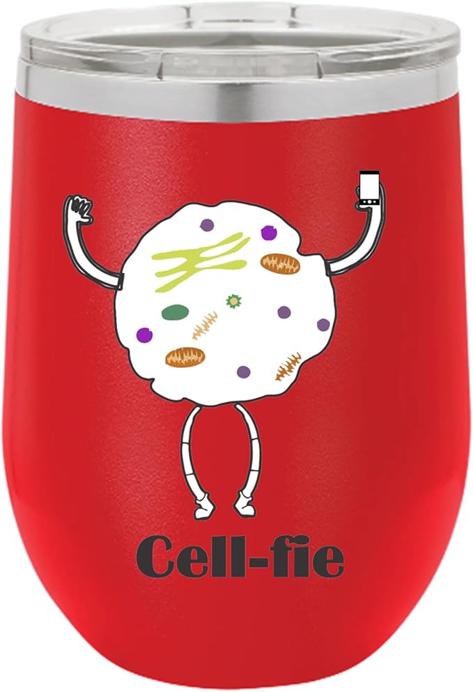 Cell Fie Wine Tumbler, Cell Fie Gift Lover, 12oz Stainless Steel Wine Tumbler, Gifts For Him, For Her, For Boys, For Girls, Birthday, Christmas Gift idea (Red)