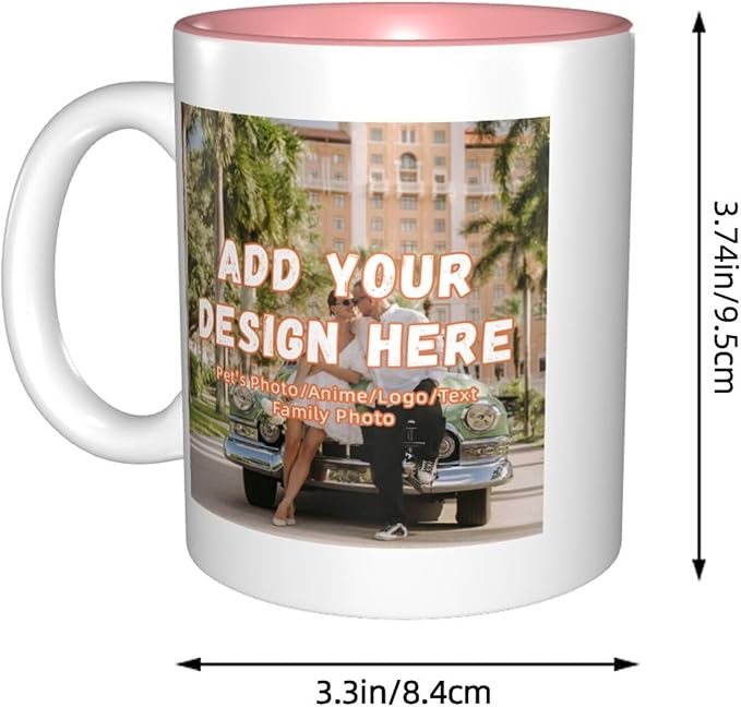 Custom Color Mugs with Partial or Full-Size Printing Customizable Photos and Text Coffee Mugs Creative Multicolor Designs Image (Partial, Pink)