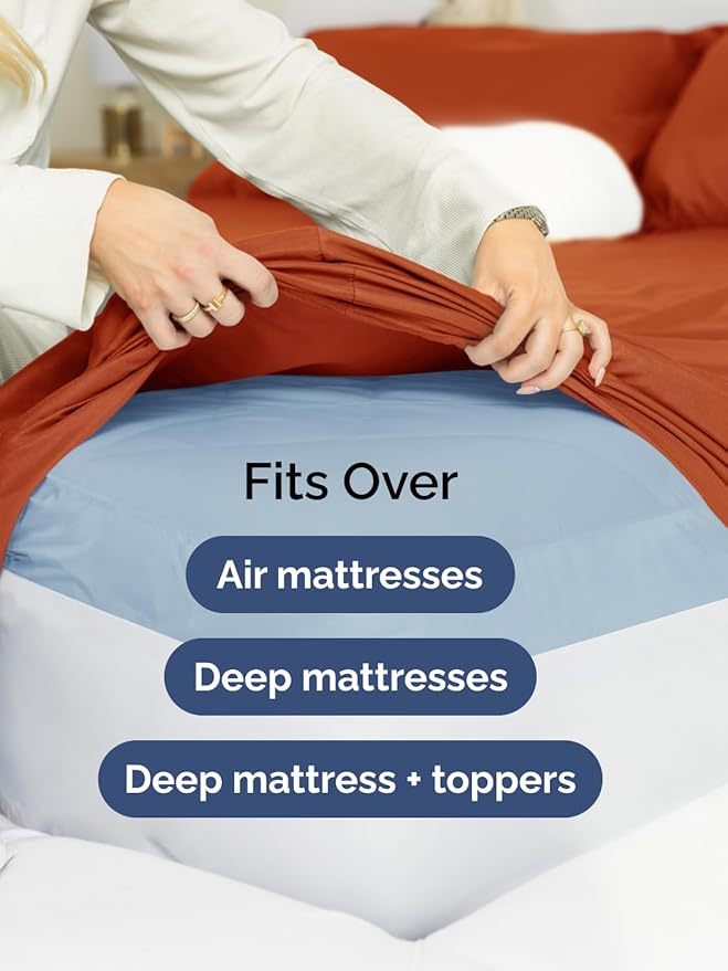 Extra Deep Pocket Twin XL Sheets - 3 Piece Breathable & Cooling Bed Sheets - Hotel Luxury Bed Sheet Set - Soft, Wrinkle Free & Comfy - Easily Fits Extra Deep Mattresses - Deep Pocket Terracotta Sheets