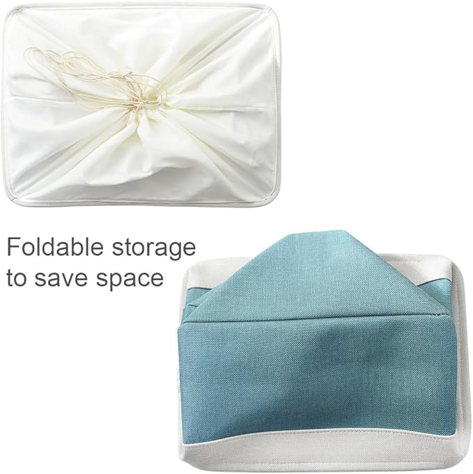 TheWarmHome Storage Bin for Shelves - Extra Jumbo 3 Pack 20.5L횞15.7W횞13.8H Storage Basket for Organizing, Fabrin Storage cubes with Drawstring Cover for Living Room Bedroom Decor Closet竊늋hite & Green