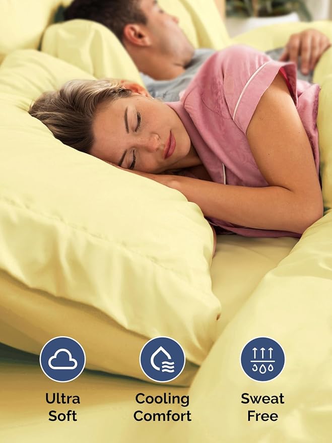 Extra Deep Pocket Cal King Sheets - 4 Piece Breathable & Cooling Bed Sheets - Hotel Luxury Bed Sheet Set - Soft, Wrinkle Free & Comfy - Easily Fits Extra Deep Mattresses - Deep Pocket Yellow Sheets