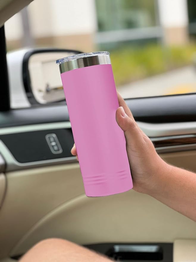 LaserGram 22oz Vacuum Insulated Skinny Tumbler, Gardening, Personalized Engraving Included (Light Purple)