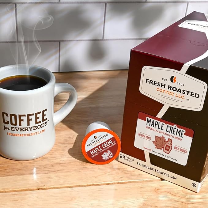 Fresh Roasted Coffee, Maple Cr챔me, Flavored Coffee Pods, 72 Count