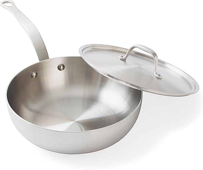 Daniel Boulud Kitchen 3QT Essential Pan ??French Inspired Stainless Steel Sautee & Sauce Pan with Heat Resistant Handle, 5-Ply Clad, Induction & Oven Safe, Professional Cookware