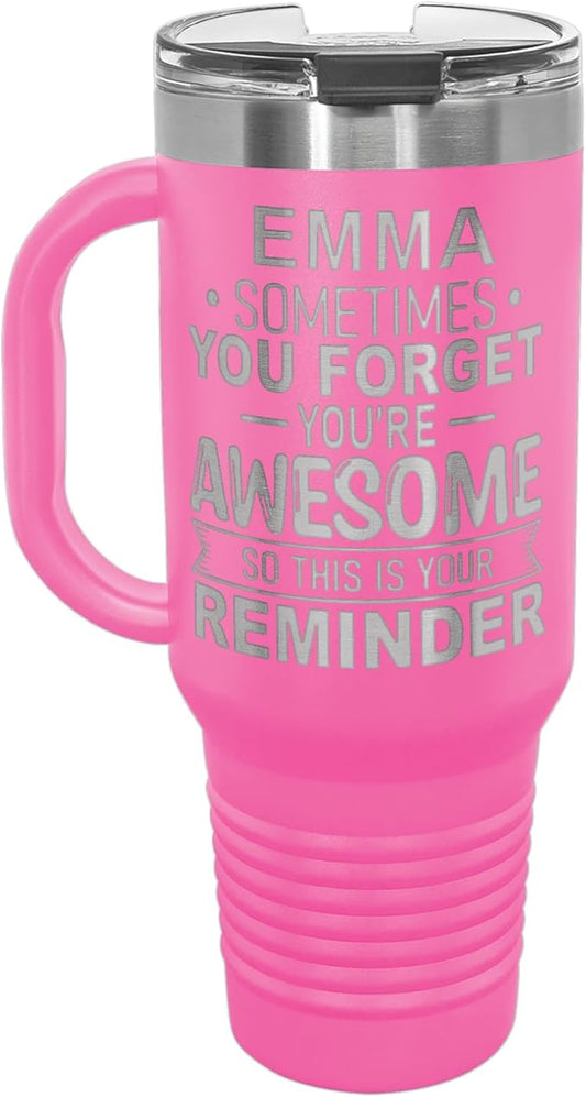 Personalized Inspirational Tumbler, Inspirational Gifts for Men Dad Father Wife Sister Women, Custom Birthday For Him Her, Customized You?셱e Awesome Tumbler, Teacher Coworker Gifts 40oz Pink