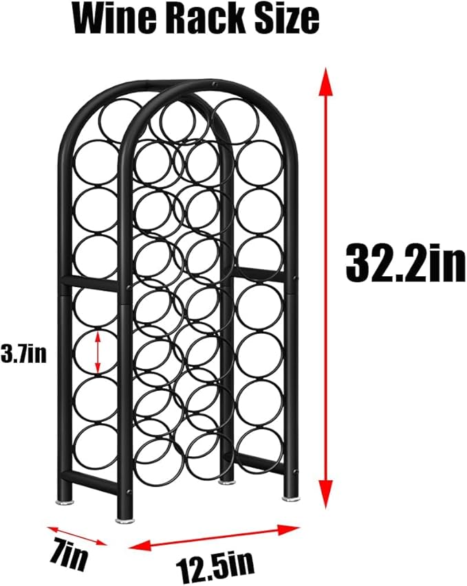 Wine Rack Freestanding Floor Metal Holders Stands Organizer Storage 23 Bottles Black