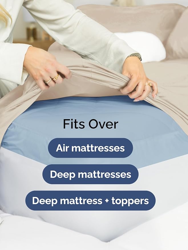 Extra Deep Split King Sheet Set - 7 Piece Breathable & Cooling Sheets - Hotel Luxury Bed Sheets Set - Easy & Secure Fit - Soft, Wrinkle Free & Comfy Sheets Set - Wheat Sheet Set w/Extra Deep Pockets