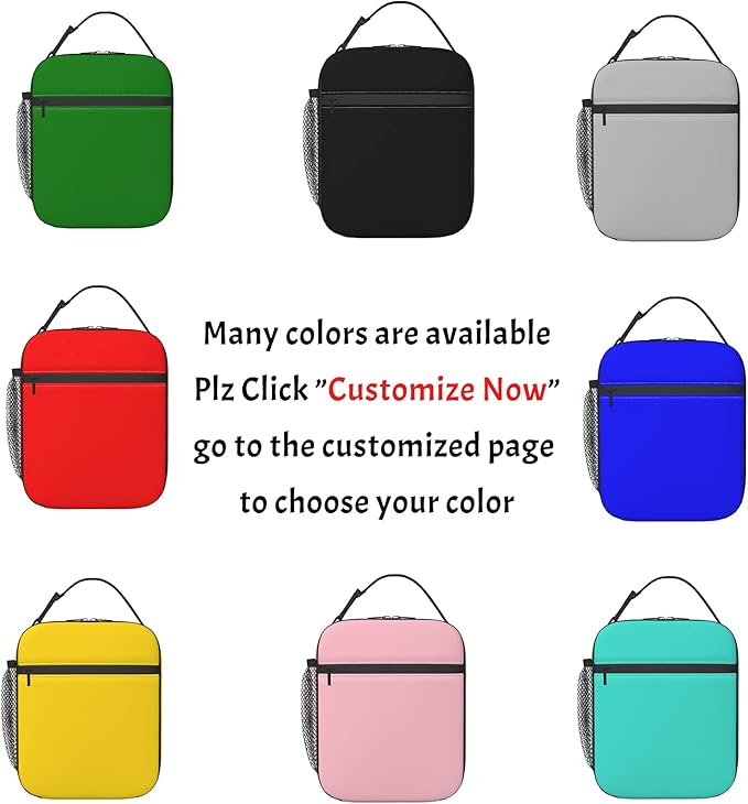 Customized Lunch Box with Photo/Name Personalized Insulated Lunch Bag for Teens Kids Adults Boys Girls Women Men, Design Your Own Lunchbox, Portable Meal Bag with Water Bottle Holder and Handle