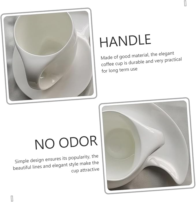 FUOYLOO Creative Pure White Bone Espresso Cup Set with Saucer Elegant Coffee Mug Kit for Office and Afternoon Tea Porcelain Cups for Latte Tea Milk and Juice