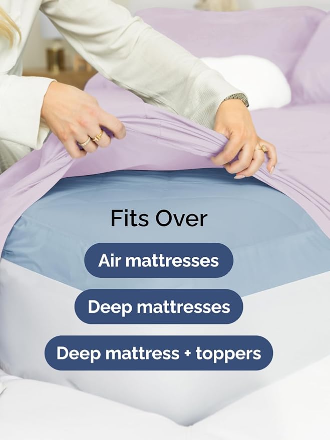 Extra Deep Pocket Twin XL Sheets - 3 Piece Breathable & Cooling Bed Sheets - Hotel Luxury Bed Sheet Set - Soft, Wrinkle Free & Comfy - Easily Fits Extra Deep Mattresses - Light Lavender Sheets Set
