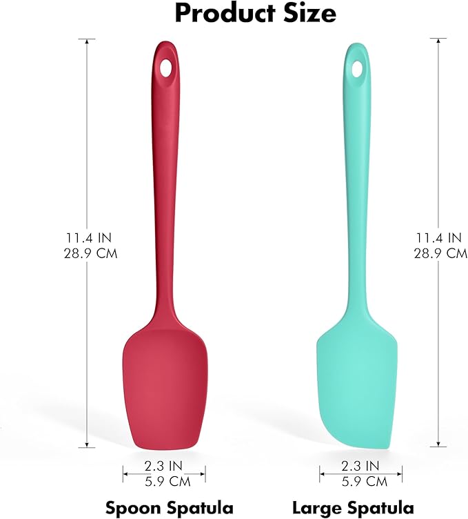 2 Pieces Silicone Spatula Set: Ironberry 600쨘F Heat Resistant Food Grade Cooking & Baking Utensils, Kitchen Flexible Nonstick Rubber Scraper for Scraping, Mixing, Scrambling, Flipping (Multicolor 2)