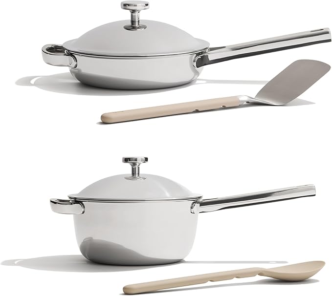 Our Place Mini Titanium Pro Cookware Duo | 6-Piece Tri-Ply Titanium Cookware Set with Always Pan Pro & Perfect Pot Pro | Non-Toxic No-Coating Nonstick | Induction & Oven-Safe up to 1000째F | Chrome