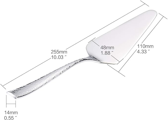 KSENDALO Luxurious SUS304 Stainless Steel Pie Server with Hammered Handle, Silver Spatula for Serving, Cutting, and Serving Cakes, Pies, Pizzas & Desserts - Perfect for Weddings, Birthdays &Parties