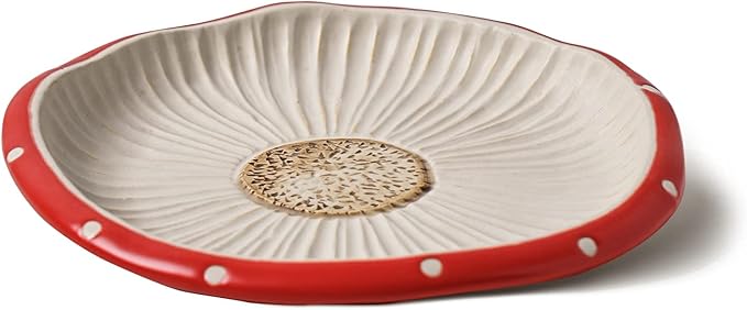 Mushroom Salad Plate, 8 in Polka Dot Safety Ceramic Dessert Appetizer Plates, Cute Dinner Plates, Dessert, Dish, Cake & More.
