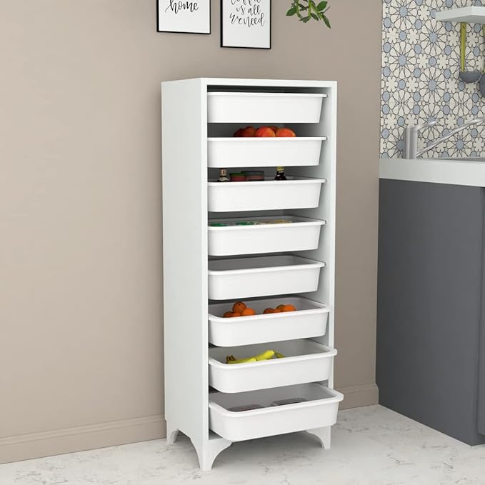 Comfyt White Dresser, Closet Organizers and Storage, Storage Cabinet Bins, Drawers, 8 Shelf Wood Bathroom Office Kitchen Garage Pantry Organizer Chest Shelf Shoe Rack