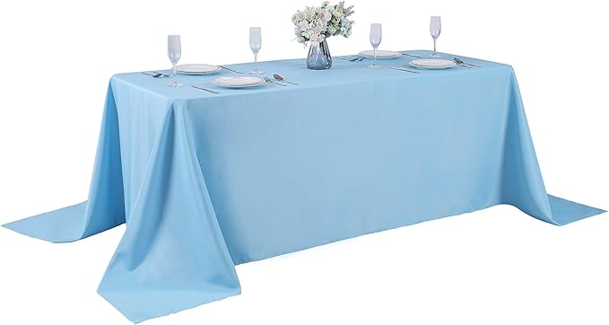 Cupuamon Rectangle Tablecloth 90x156 inch Washable Polyester Fabric Table Cloth for Wedding Party Dining Banquet Decoration（90x156, Blue Mist）