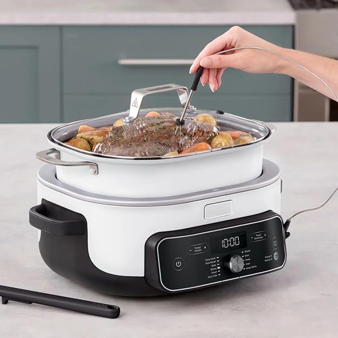 Ninja Foodi PossibleCooker PRO MC1000 8.5Qt Multicooker 8 in 1 Slow Cooker,Warmer, Glass Lid, Integrated Spoon, Nonstick (WHITE)