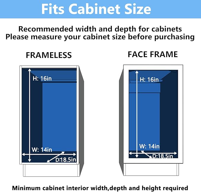 2 Tier Individual Pull Out Cabinet Organizer 13쩍" W x 18" D, Heavy Duty Cabinet Pull Out Shelves, Slide Out Drawers Organization for Kitchen Cabinets Bathroom