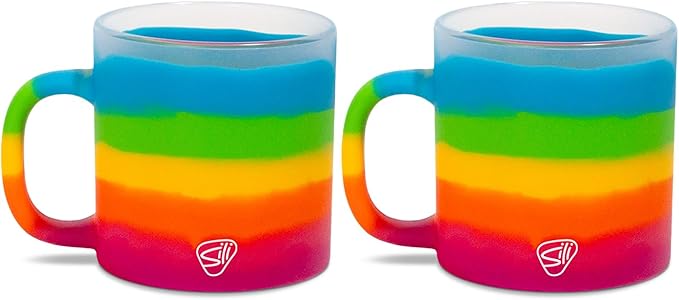 Silipint 16oz Silicone Coffee Mug ??Unbreakable Dishwasher Safe Microwave Oven & Freezer Compatible Travel Mug ??Non-Toxic Reusable Cup for Hot Coffee Tea or Cold Drinks, Prism - Pack of 2