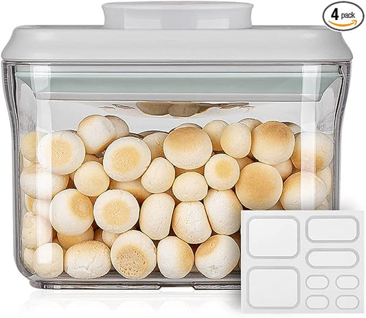 Ankou Airtight Food Storage Container - 0.32 QT 竊?80ml Small Pop Up Food Containers With Lids, Bpa Free Stackable Container for Sugar Tea Candy- 8 Labels - Clear