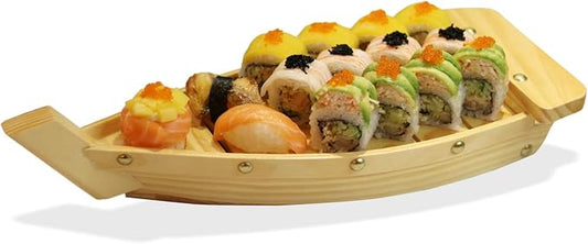 Kichgather 16.5??Wooden Sushi Serving Tray Boat Plate for Restaurant or Home