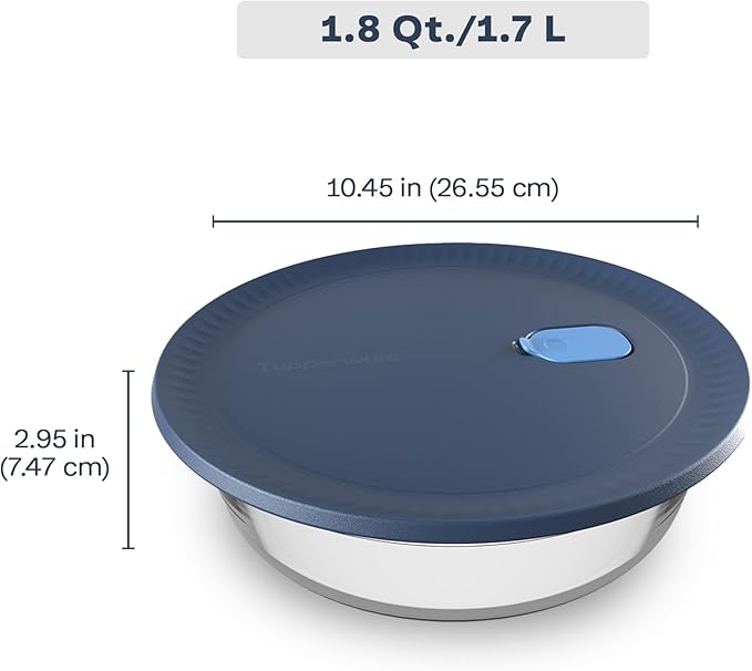 Tupperware Voila Glass Round Food Storage ??Airtight Baking Dish, 1.8 qt / 1.7 L