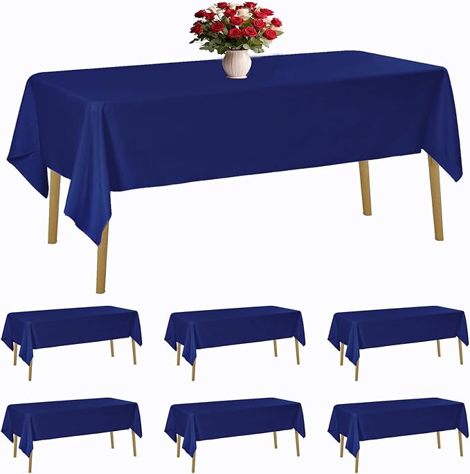 6 Pack Royal Blue Tablecloth 60 x 102 Inch Table Cloth for 6 Foot Rectangle Tables, Wrinkle Resistant Washable Polyester Fabric Table Covers for Party, Wedding,Dining,and Banquet