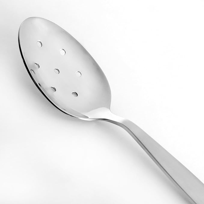 Kunz Spoons Set | 8 Inch Small Perforated Spoon | 304 Stainless Steel 7 Holes Sauce Chef Spoon (Small Perforated Set)