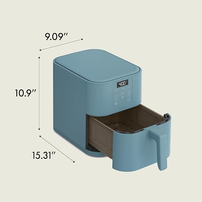 bella 6 Qt Slim Air Fryer, Fits-anywhere??Kitchenware, EverGood??Ceramic Nonstick Coating, Adjustable Temperature, 6 Preset Cooking Options, 60 Min Auto Shutoff w Audible Tone, 5lb Capacity, Surf