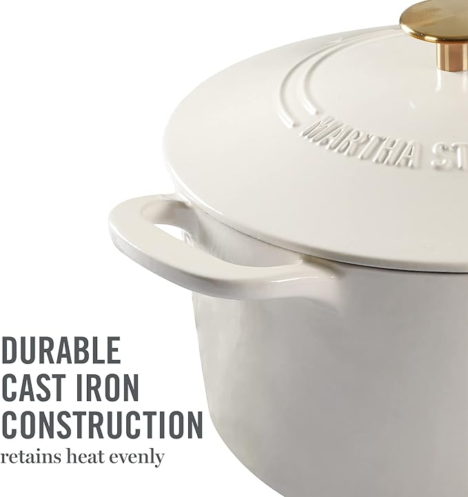 MARTHA STEWART Gatwick 7-Quart Enamel Cast Iron Dutch Oven ??Martha Blue ??Heavy-Duty Dutch Oven for Slow Cooking, Braising & Baking